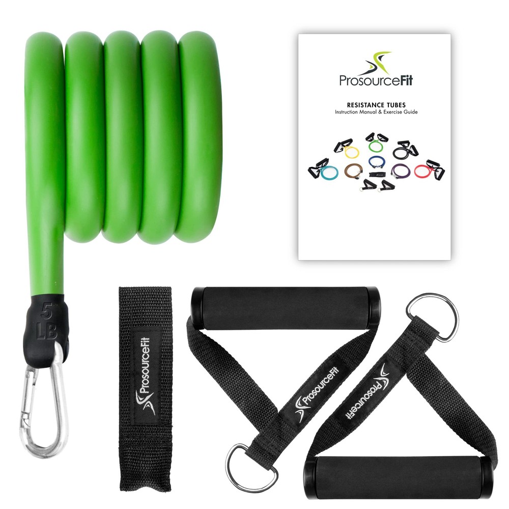 Single Stackable Resistance Bands with Door Anchor and Exercise Guide, 5-8 LB...