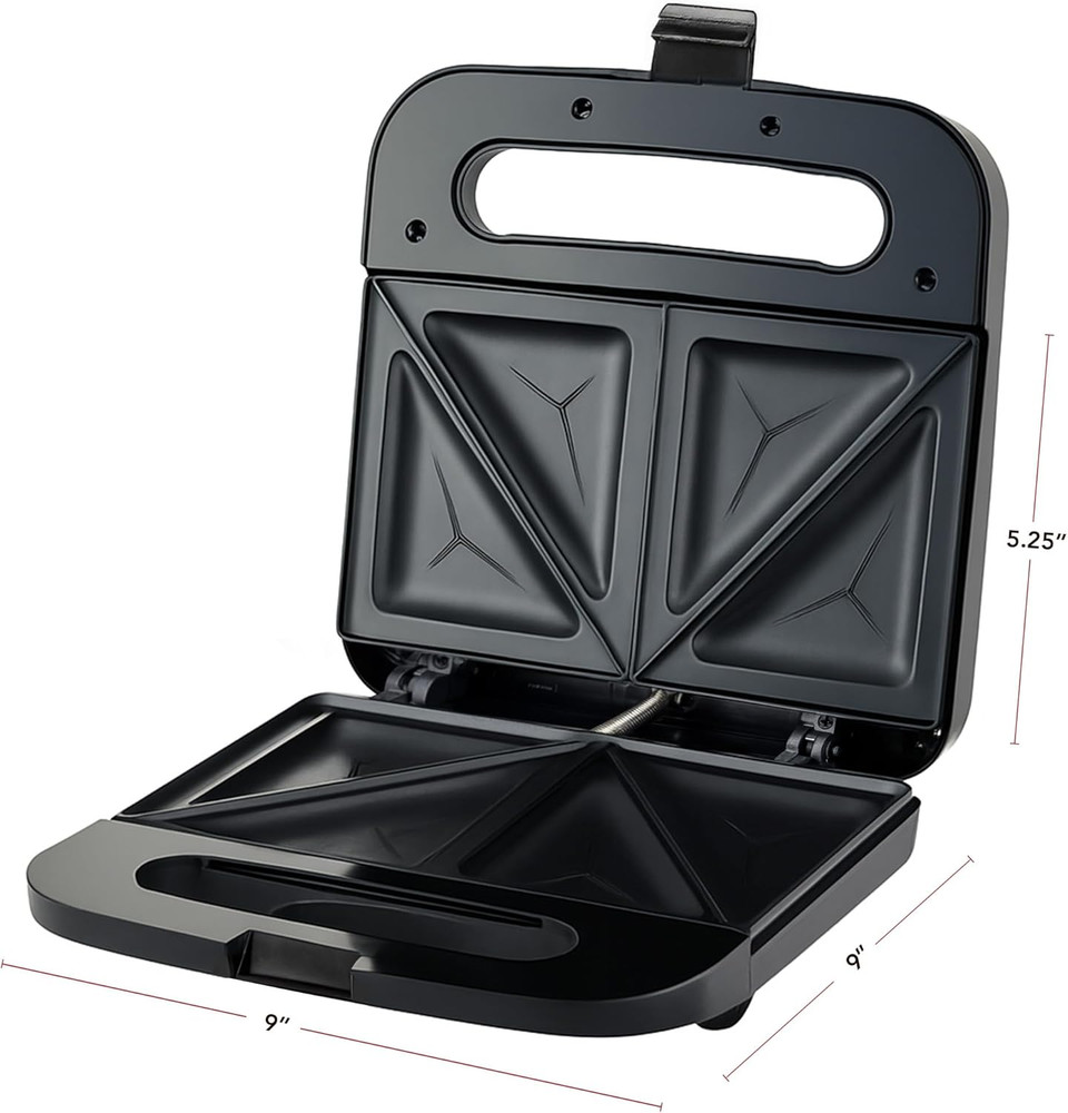 Electric Sandwich Maker with Non-Stick Plates, Indicator Lights, Cool Touch Hand