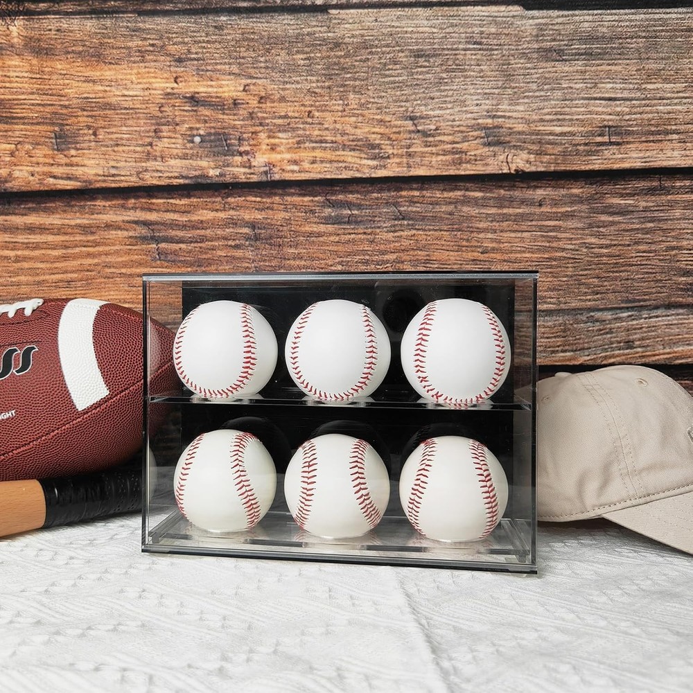 Acrylic Baseball Display Case - Wall Holder, Clear Ring Display Case, Dual Fu...