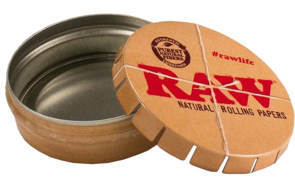 Authentic Raw Rolling Paper 11/4 Size Bundle, Roller+Papers+Tip+Tin