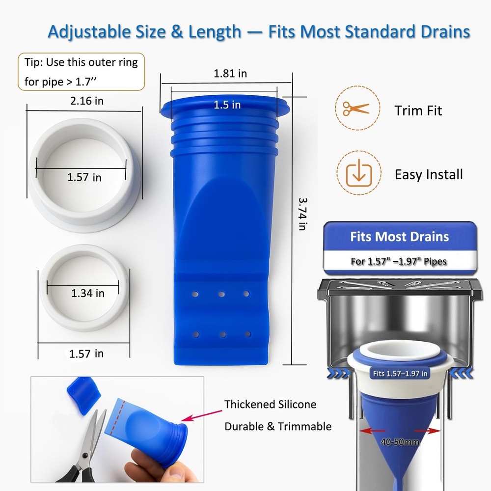 5 Pack Thickened Adjustable Silicone Floor Drain Backflow Preventer, Anti-Odo...