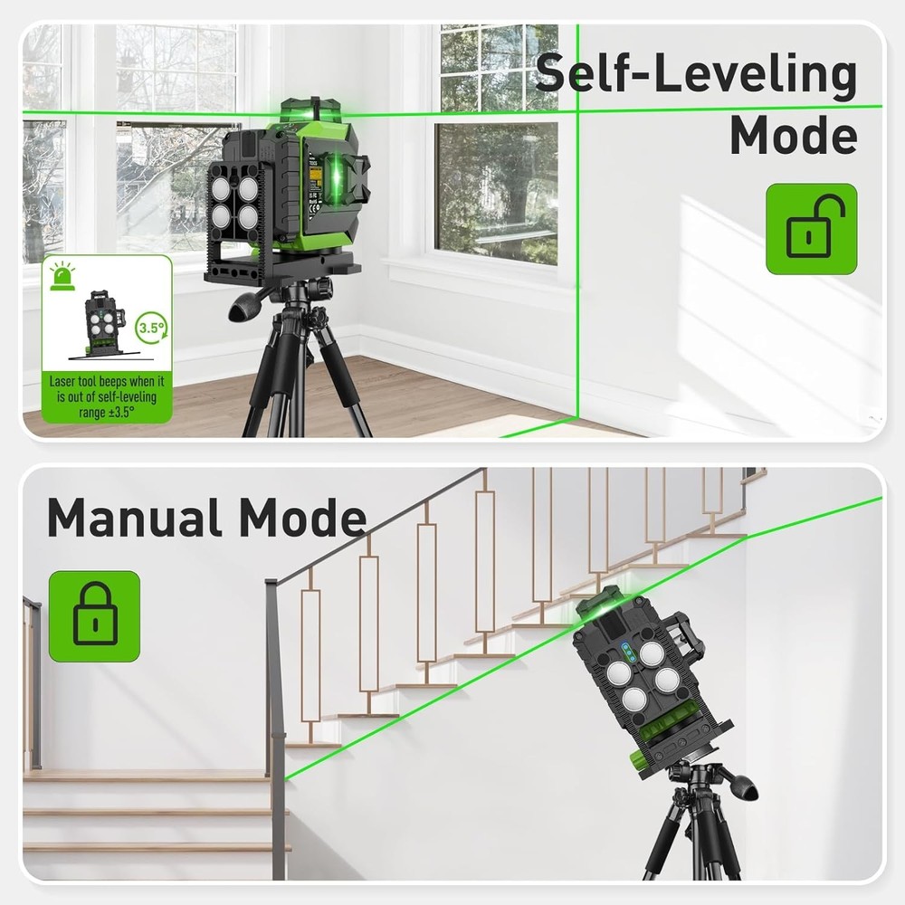 HUEPAR 3D Self Leveling Cross Line Laser Level with Pulse Mode Alignment Tool