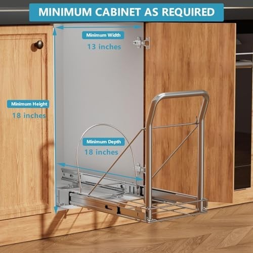 Under Cabinet Pull-Out Trash Can with Soft-Close Slides, Heavy Duty Garbage Bin,