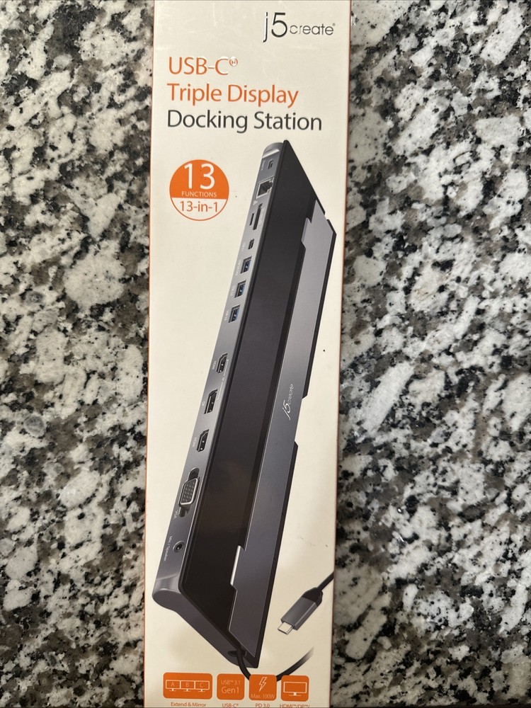 J5create 13-in-1 USB-C Triple Display Docking Station for Mac PC