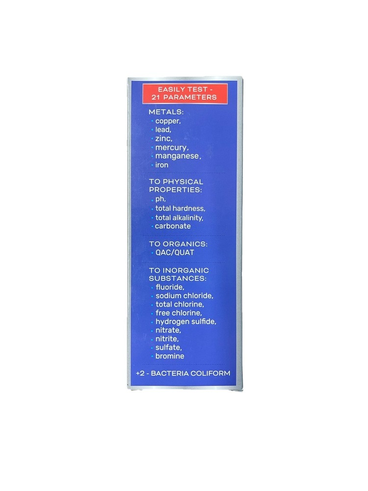 21 Parameters Drinking Water Testing Kit 120 Test Strips + 2 Bacteria Tests