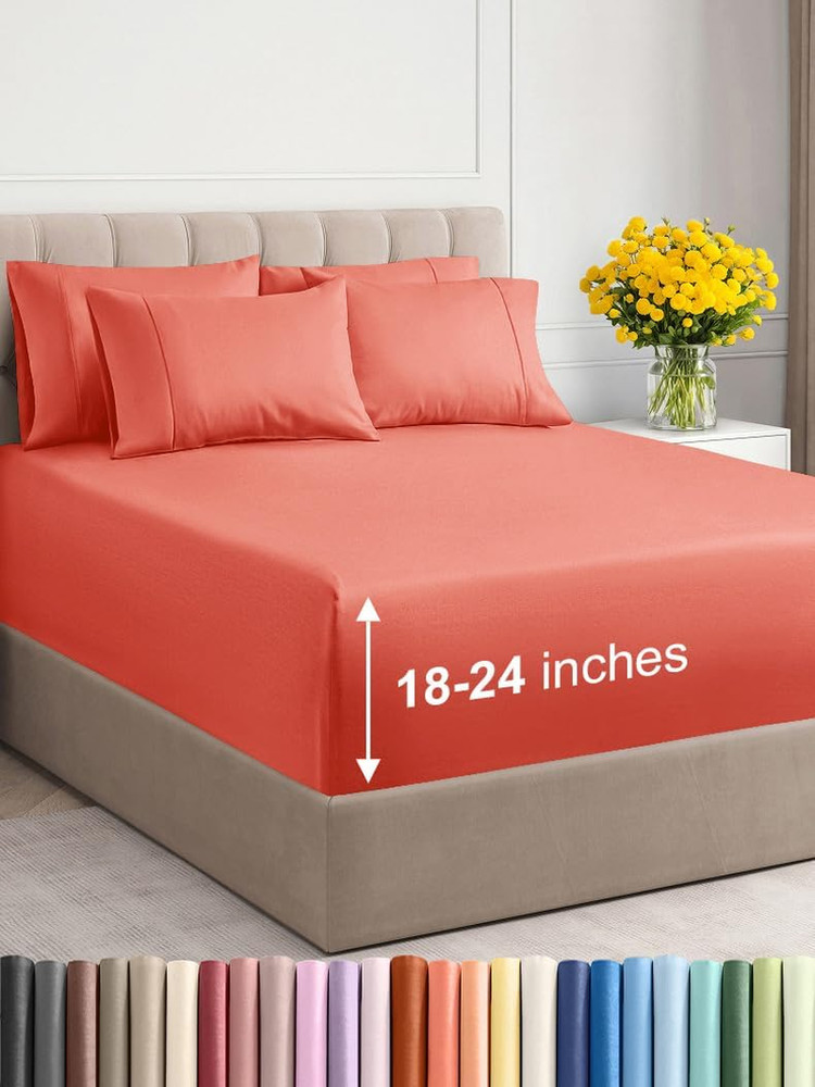 Extra Deep Full Sheet Set - 6 Piece Breathable and Cooling Sheets - Hotel Luxury