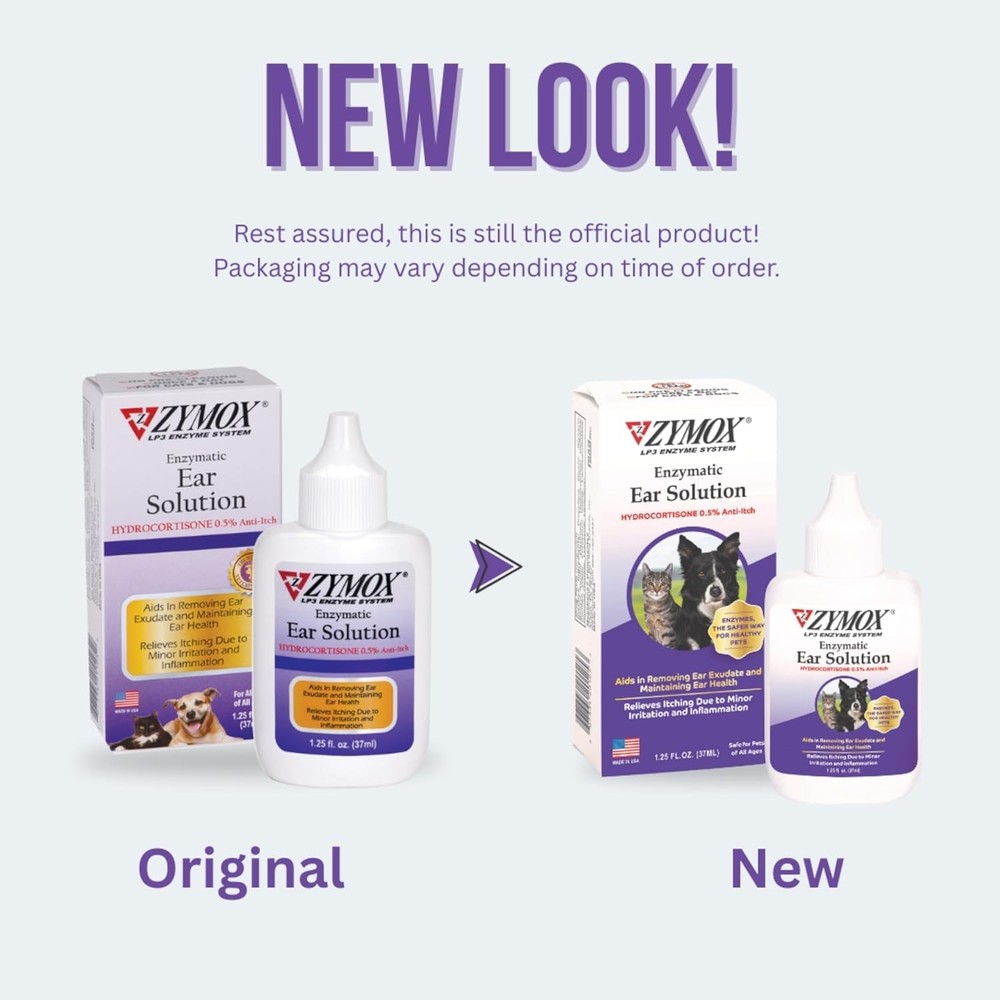 Advanced Enzymatic Ear Solution with Hydrocortisone for Dogs & Cats, 1.25 oz