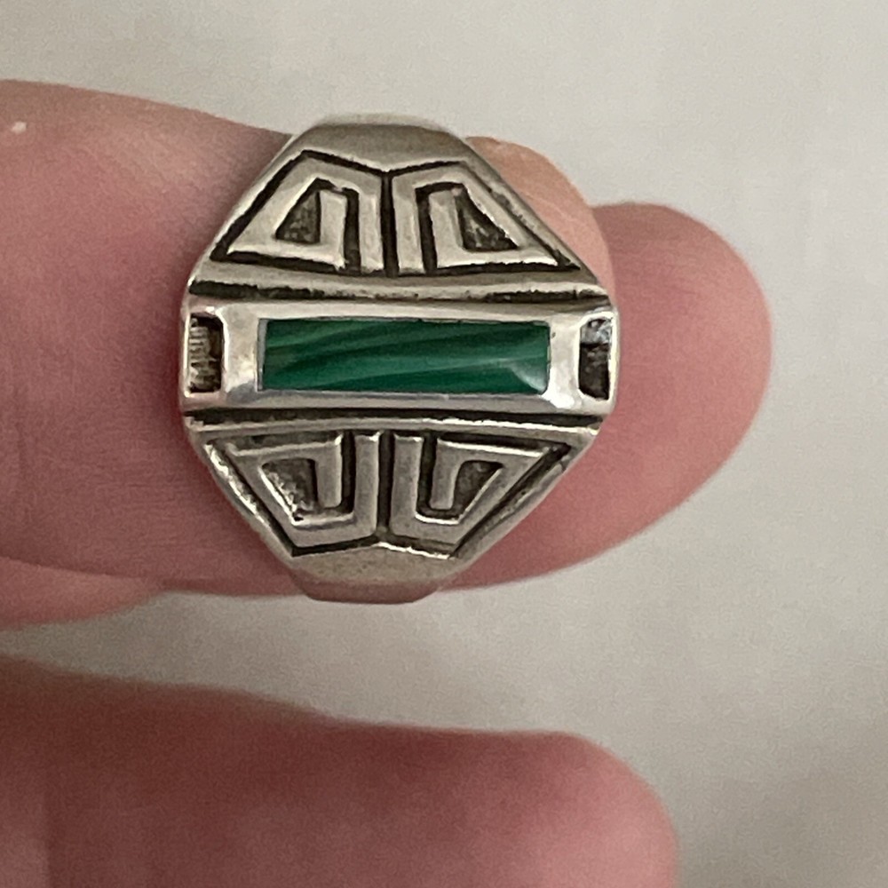 Southwestern Sterling Malachite Ring Size 8.5