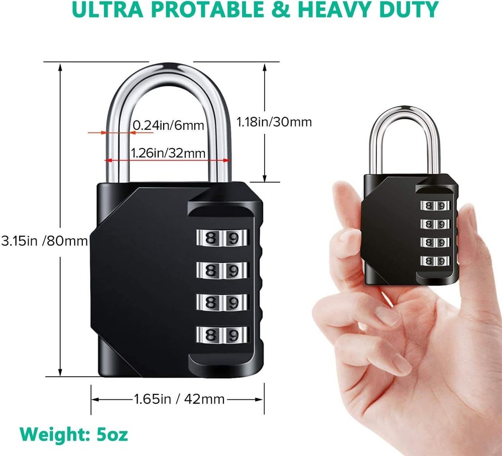 Compact 4-Digit Combination Padlocks – Stylish & Secure for Any Locking Needs!