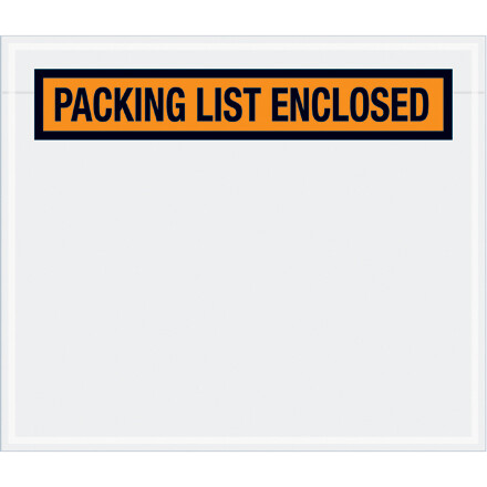 Orange "Packing List Enclosed" 7" x 6" Envelopes 1000/Case