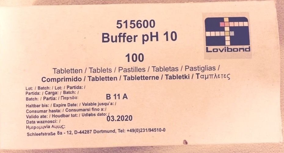 Lovibond Water Test Tablets (Strips of 10) pH 10 Buffer solution