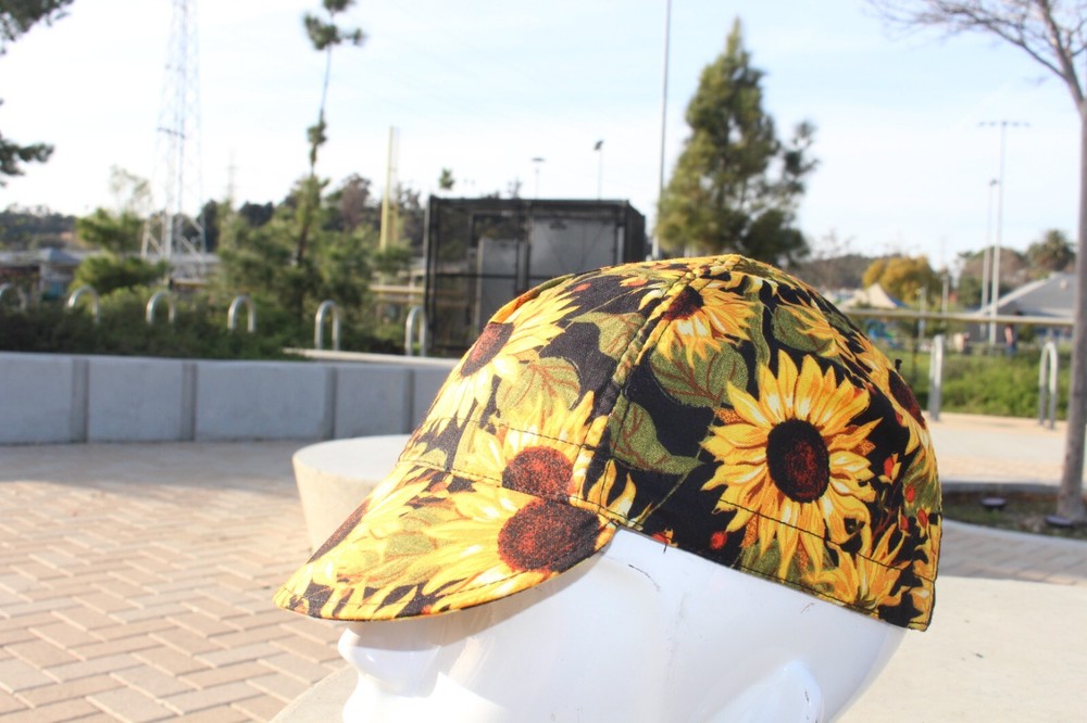 SUNFLOWER CYCLING CAP 4 PANEL handmade in USA
