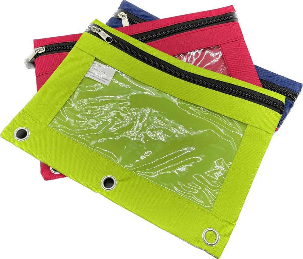 3 Pack - 3-Ring Pencil Pouches Mesh Zipper, bag - By Big Box