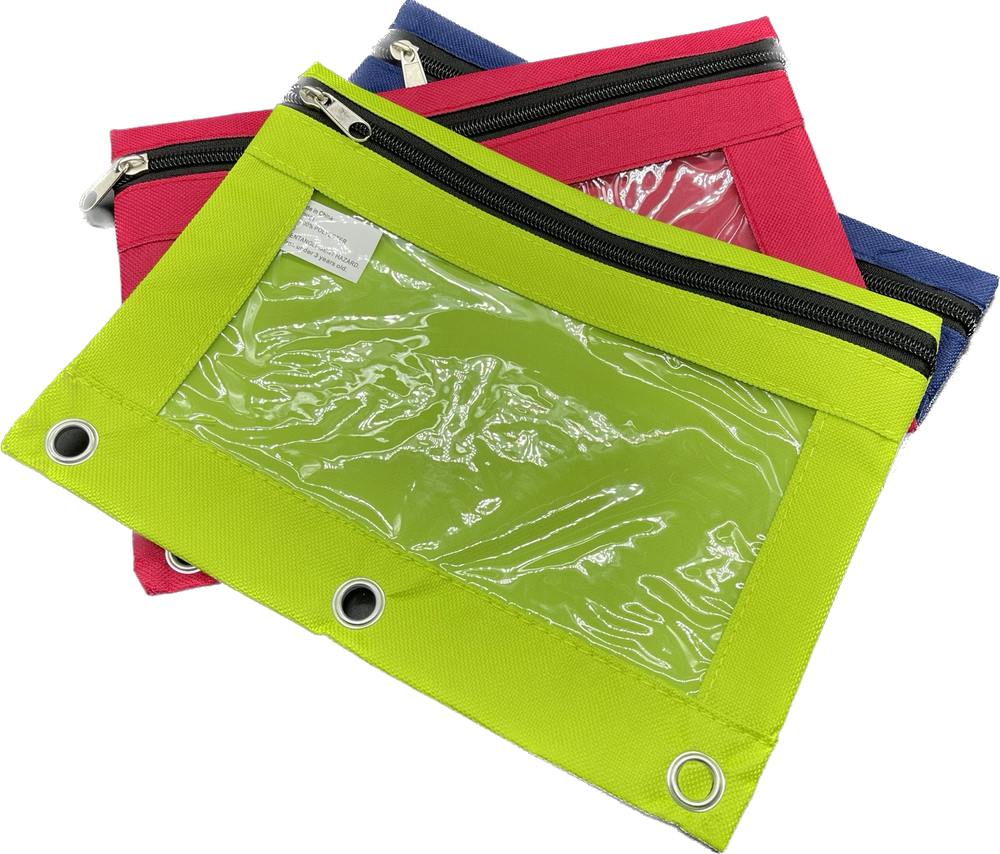 3 Pack - 3-Ring Pencil Pouches Mesh Zipper, bag - By Big Box