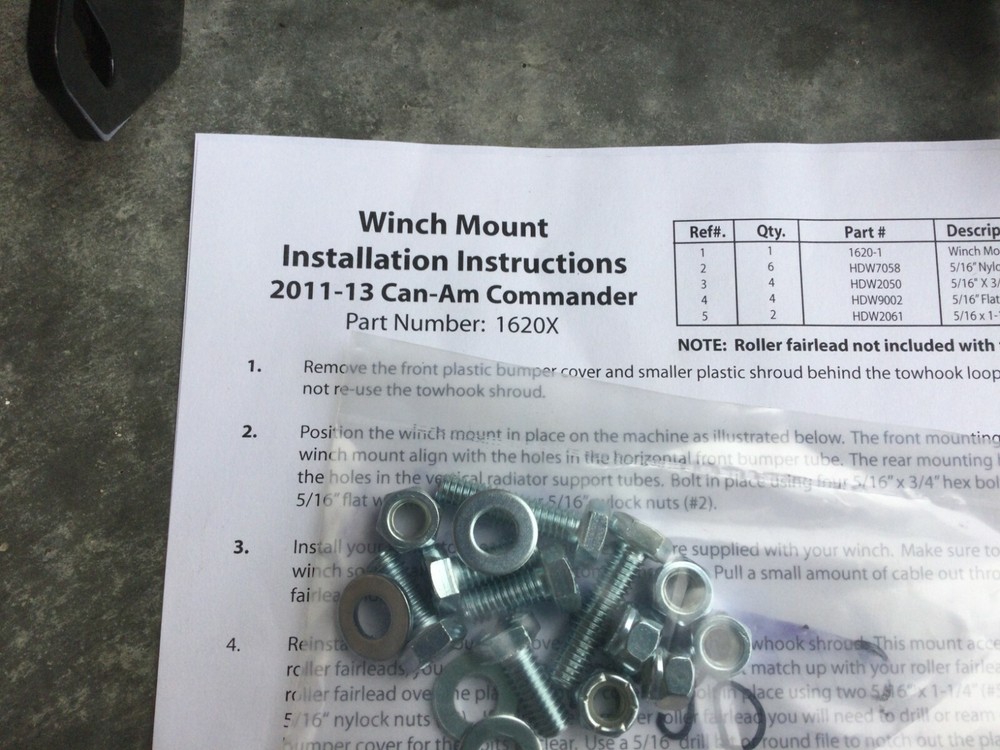 2011-13 CAN-AM COMMANDER WINCH MOUNT 1620F S043