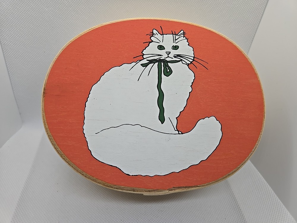Vtg Cottagecore Balsa Wood Nesting Stackable Box Hand Painted Cats Replacement