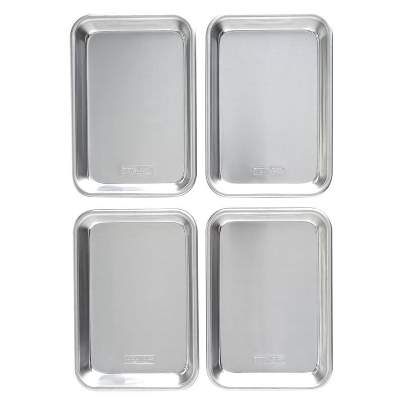 4 Pack Natural Aluminum Baking Sheets 1/8 Size Versatile Kitchen Tools New