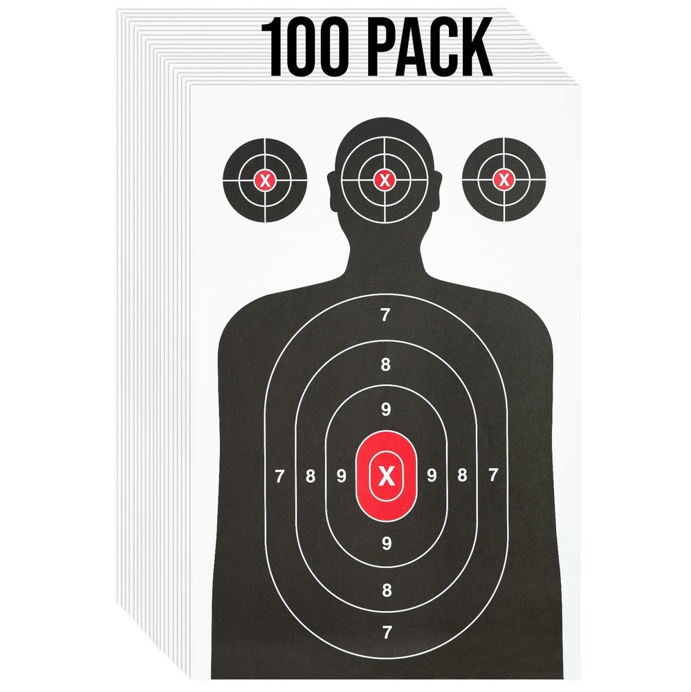 100 Pack Paper Shooting Target for Gun Range - Silhouette Large, 100