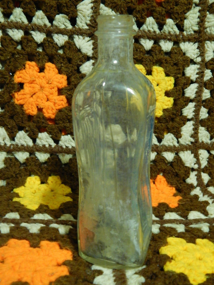 Vintage 'Old Witch' Embossed 2 Sides Indented/Ribbed 7.5'' Bottle Empty