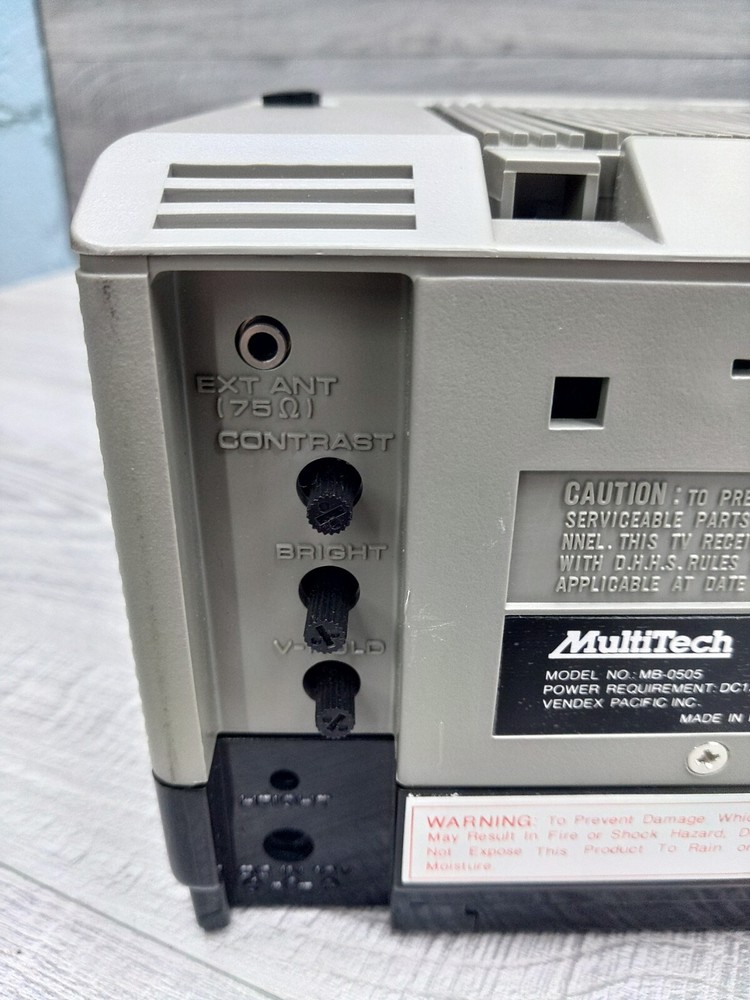 MultiTech 5.5" B/W Portable HI-TECH TELEVISION MB-0505, Cords, Box, Styrofoam.