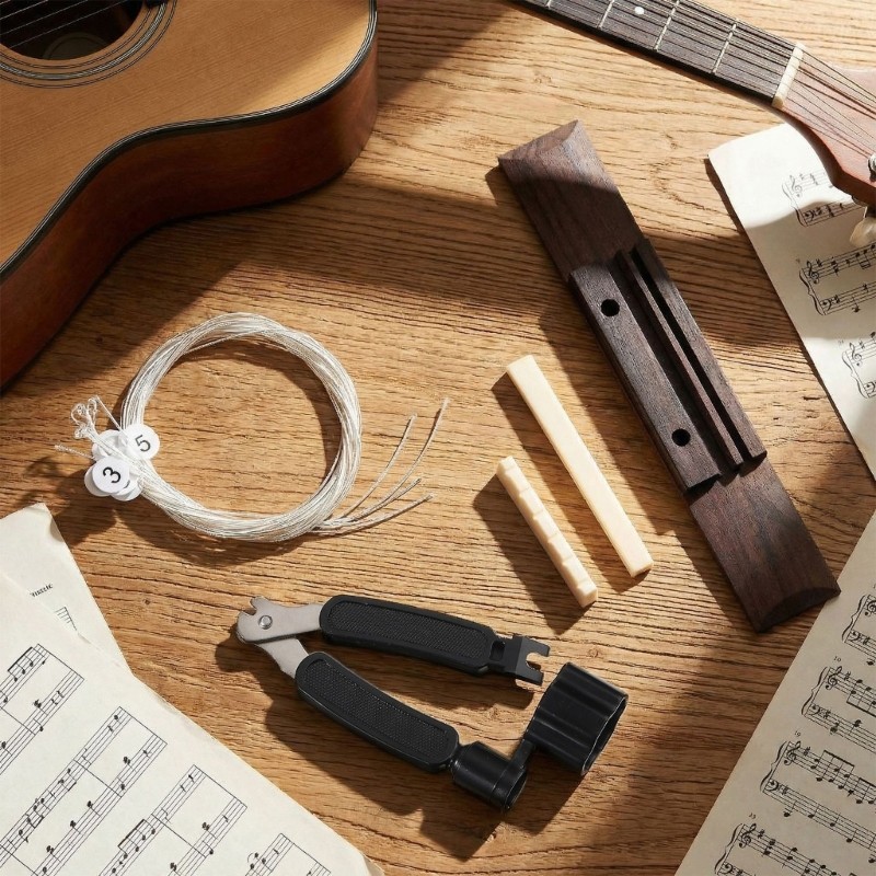 Professional Classical Guitar Bridge Saddles Nut And Strings Replacement Pack