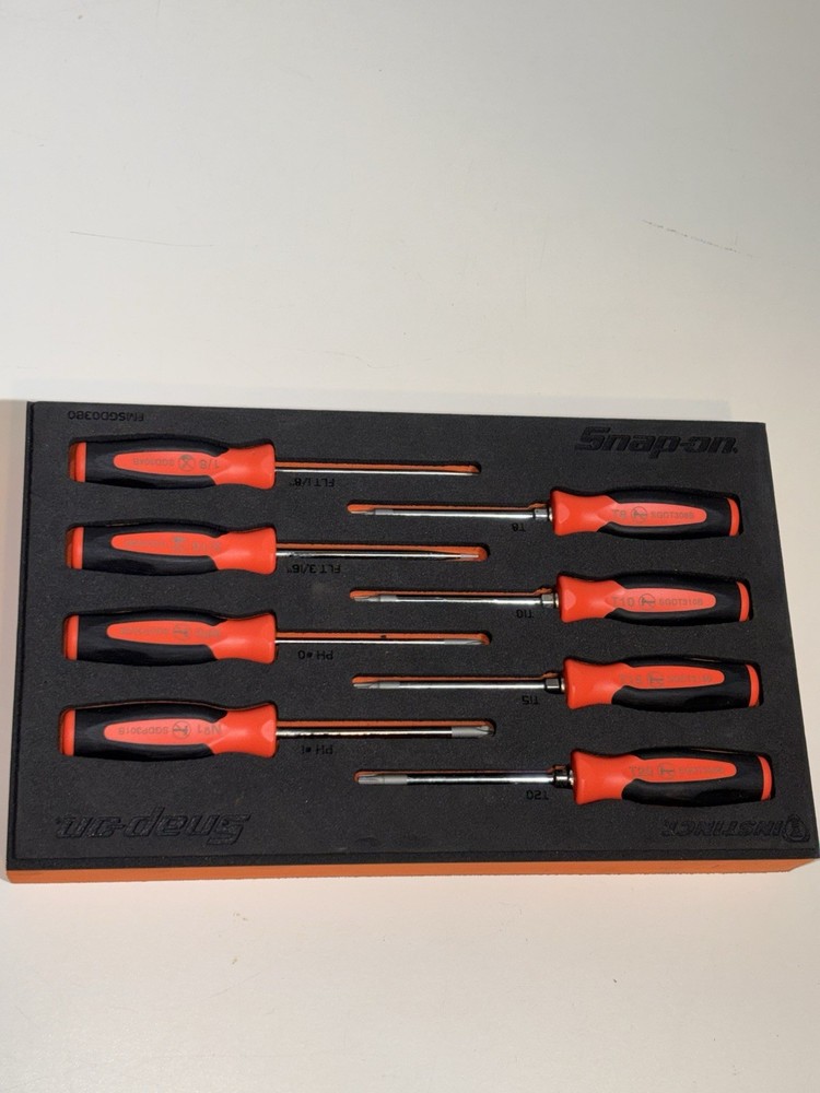 Snap On 8pc Instinct Soft Grip Phillips Flat Torx Screwdriver Set w/ PRO-FI Foam