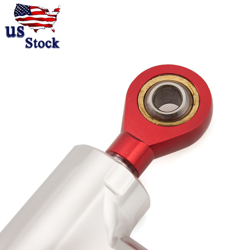 USA CNC Adjustable Steering Damper Stabilizer Universal Motorcycle Silver&Red