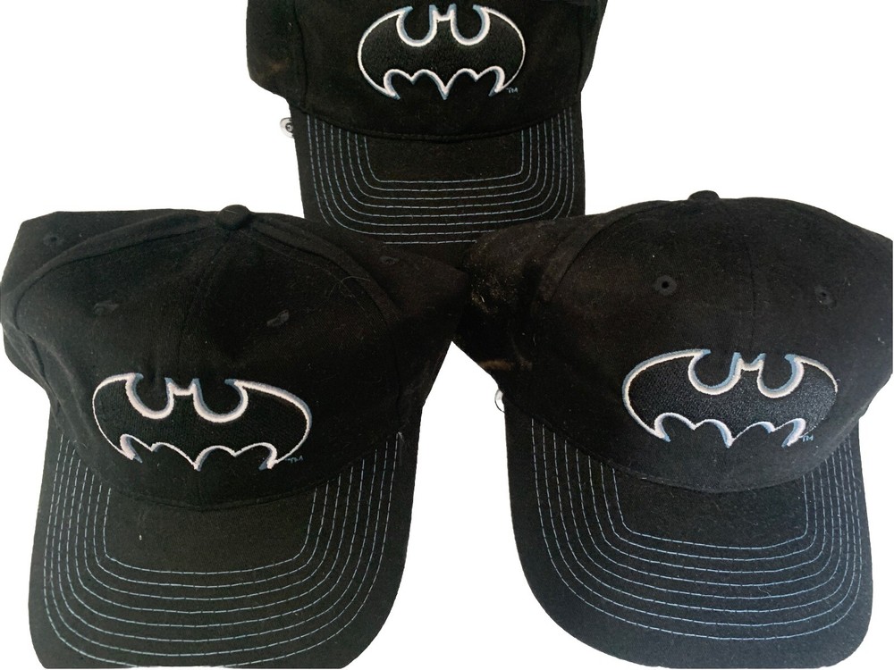 Batman Comics All Black with Silver Trim Cap X 3