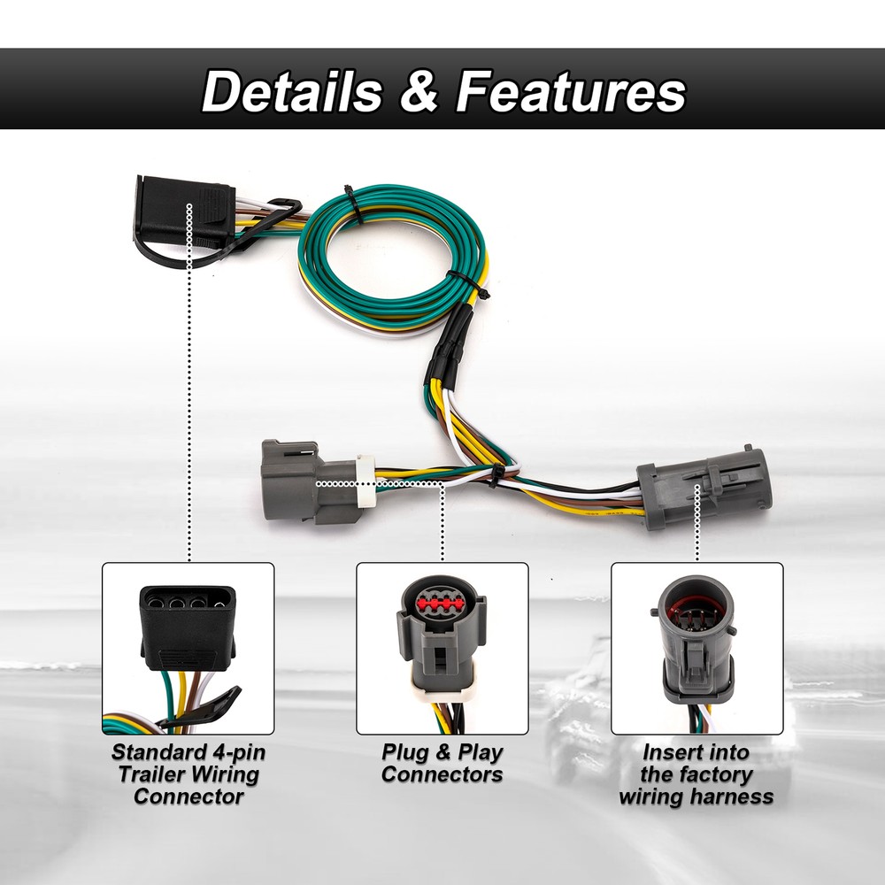 For Ford F150 F250 , 1987-90 91 92 93 94 95 96 4-Way Flat Trailer Wiring Harness
