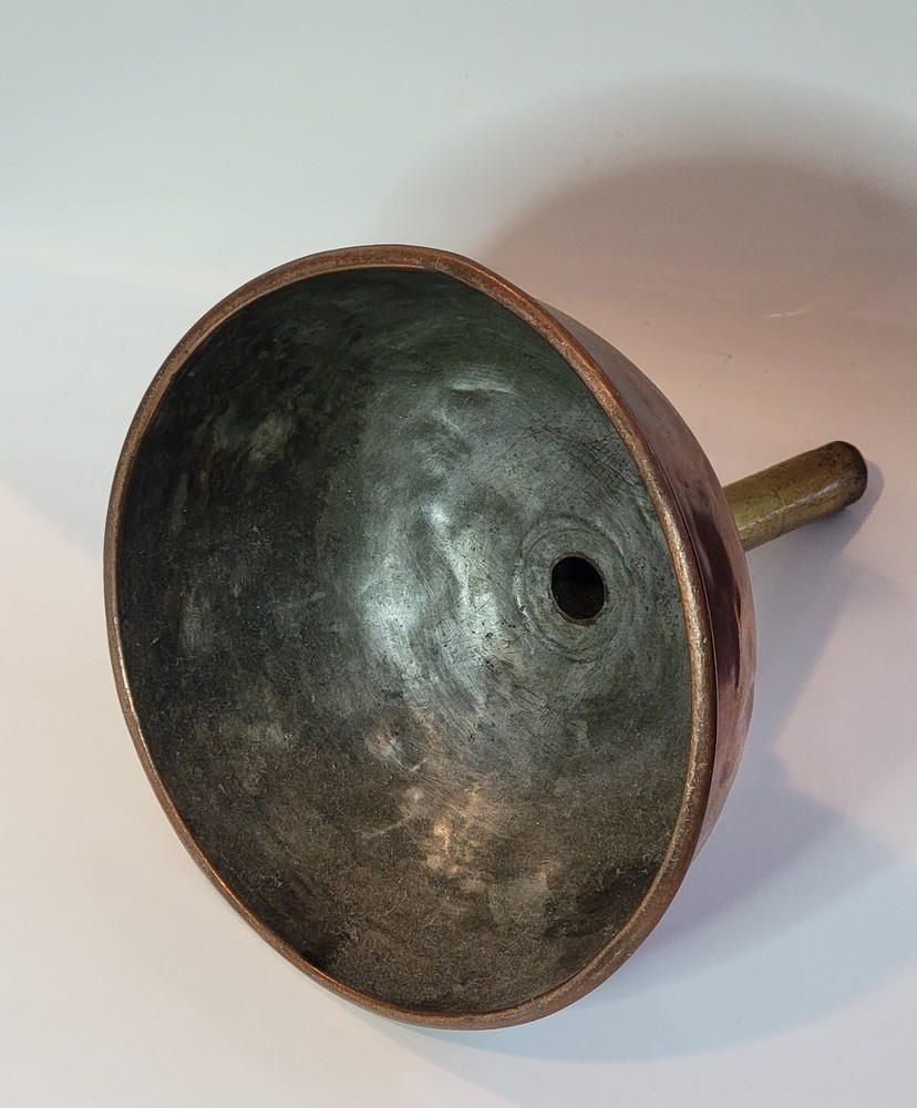 Antique Large Tinned Copper & Brass Decanting Funnel