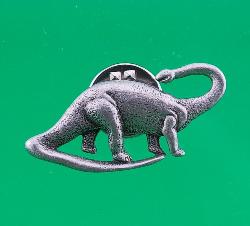JJ Jonette Signed Pewter Dinosaur Lapel Hat Vest Pin