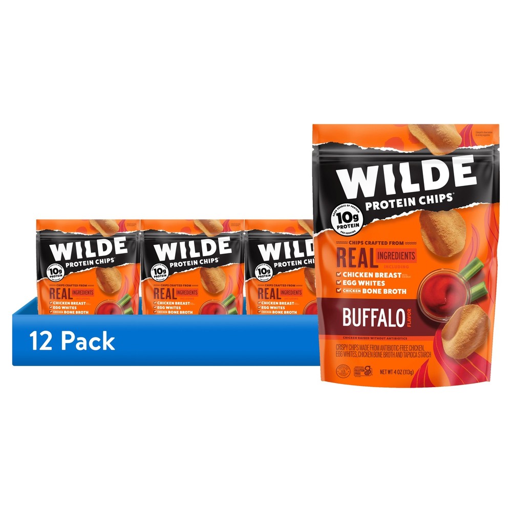 (2 pack) WILDE Protein Chips Buffalo, Thin Crispy High Protein, 4.0 Oz