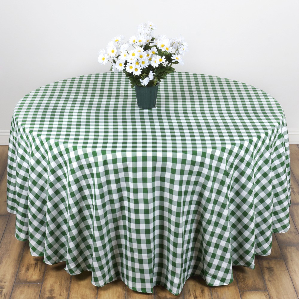 108" Checkered Gingham Polyester Round Tablecloth WEDDING Plaid PARTY LINENS