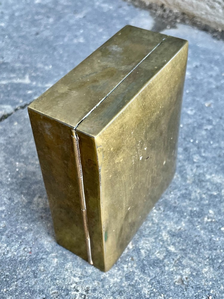 Vintage Brass Cigarette Box (Wood Lined)