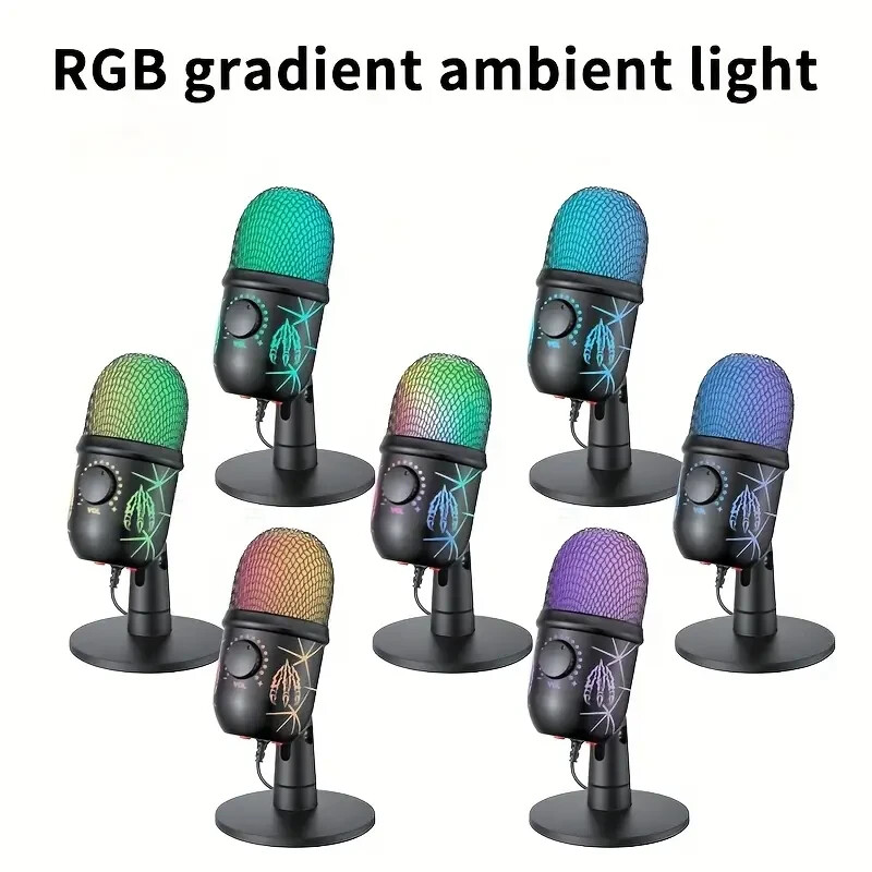 2 x Gaming Microphone USB Computer for PC Mac PS4/5 Condenser Podcast RGB
