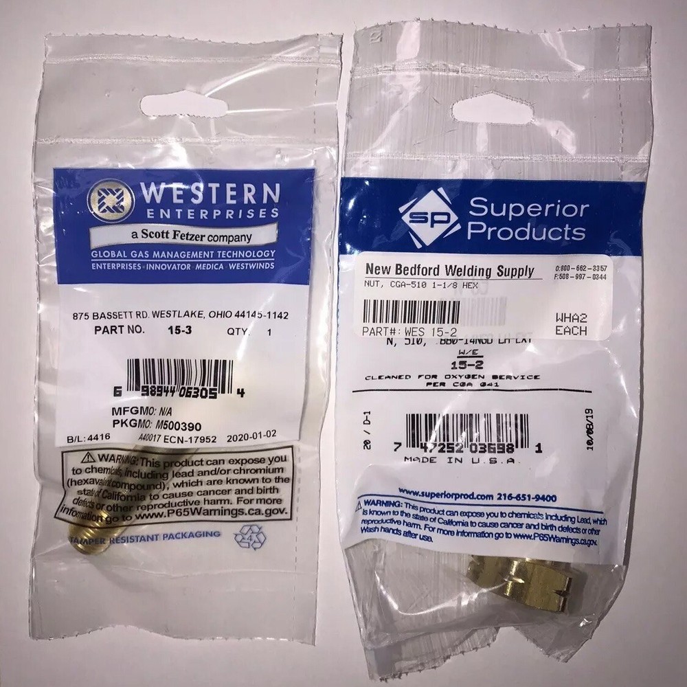 Replacement Nut 15-2 & Nipple 15-3 CGA510 Propane & Acetylene