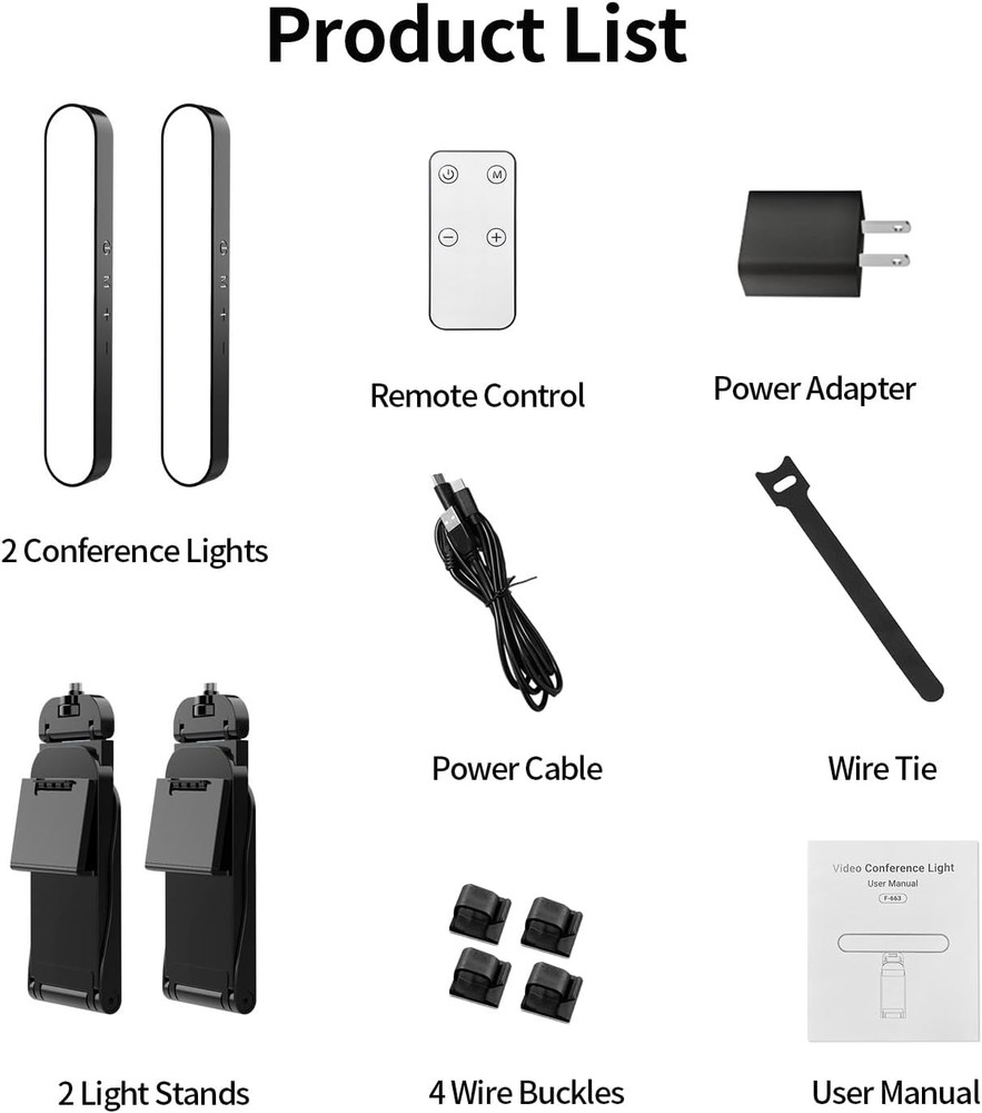 Dual-Lamp Video Conference Lighting, LED Streaming Light with Remote and Touch C