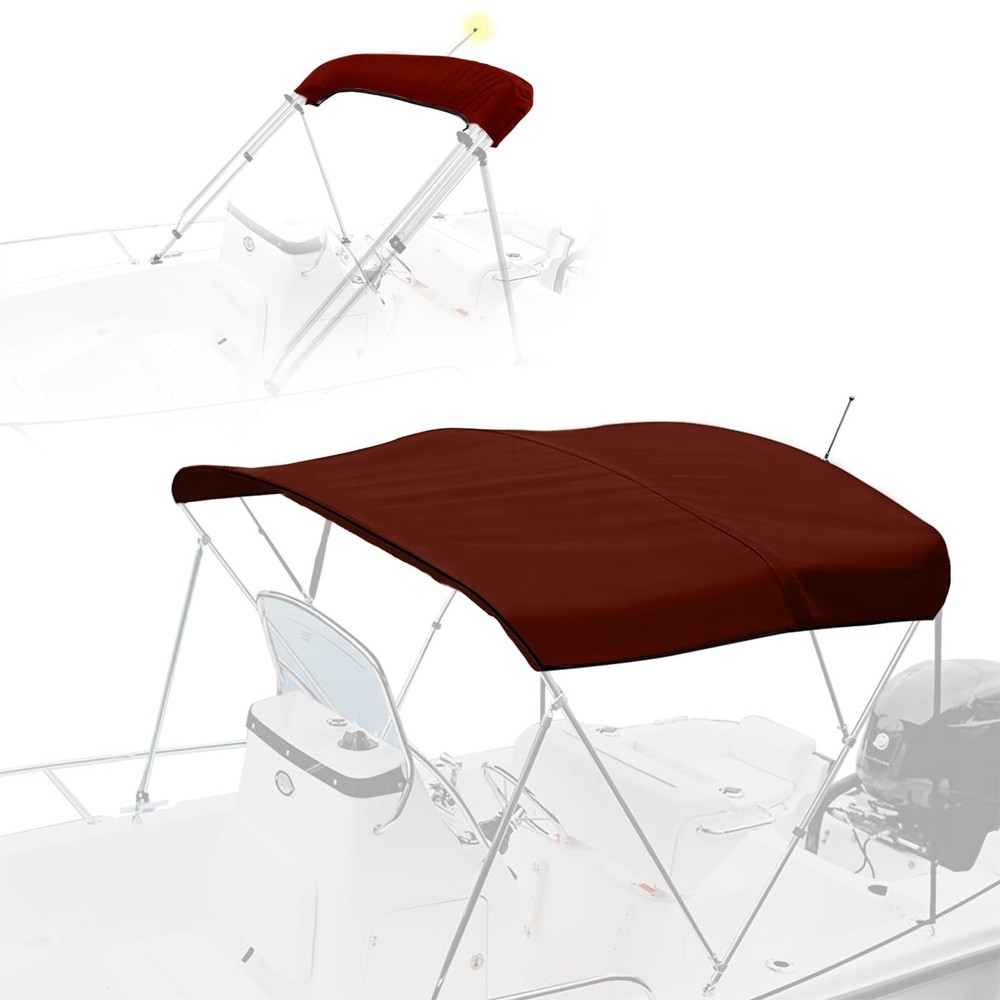 3 Bow Bimini Top Replacement Canvas with Stern Light Hole and Storage Boot, 9...