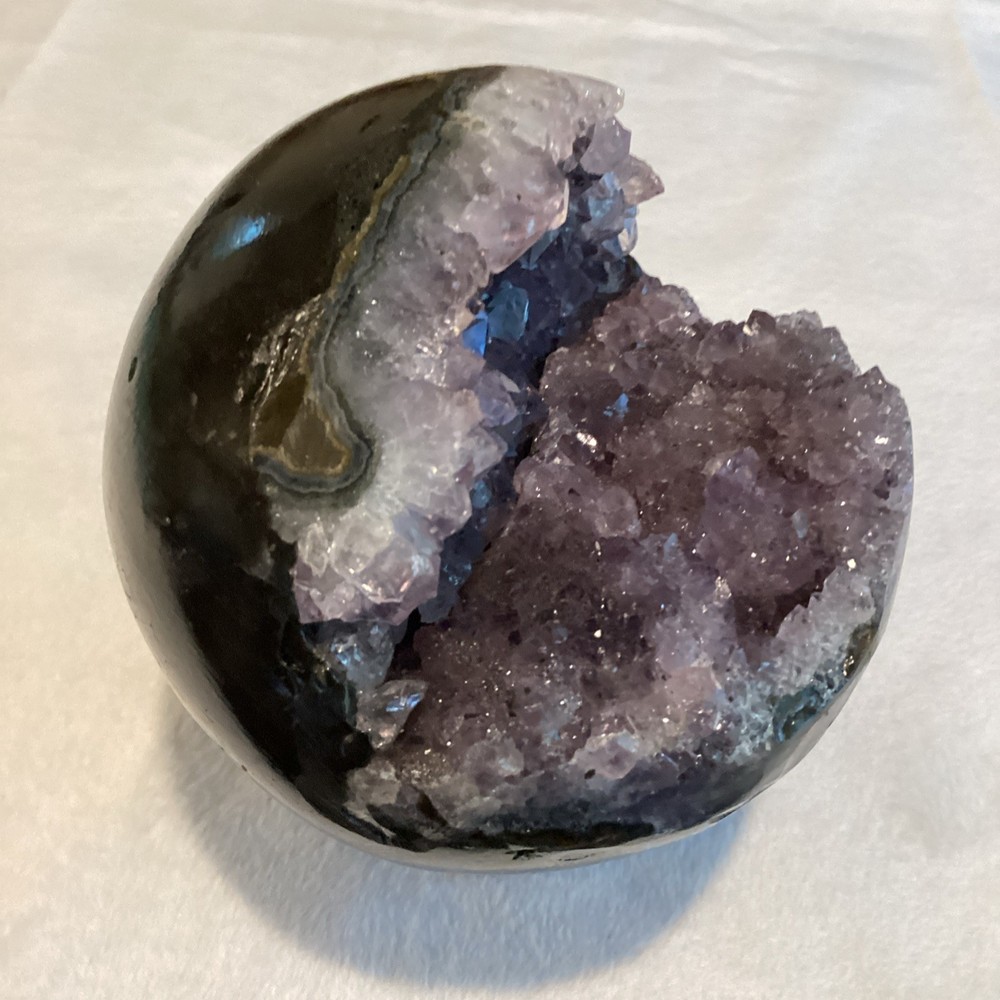 Pac-Man Amethyst Geode Crystal Polished Sphere2.73 lbs for Display