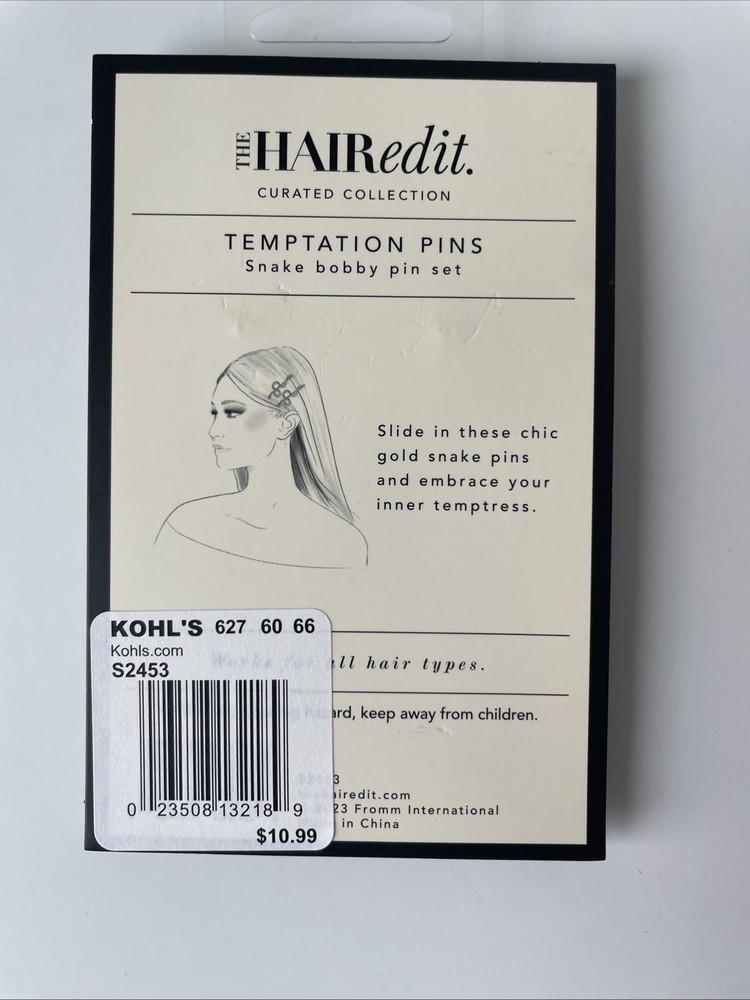 Gold Metal Snake Bobby Pins New