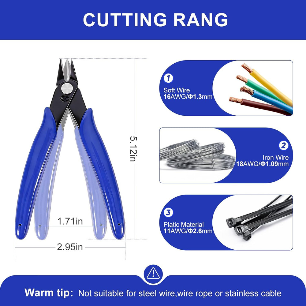 2 Pack Wire Cutters Set, 6" and 5" Ultra Sharp Flush Cutters, Carbon Steel Wire