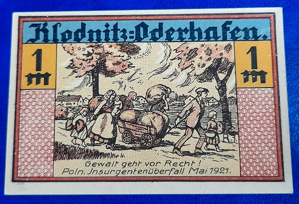 KLODNITZ ODERHAFEN (KŁODNICA) NOTGELD 1 MARK 1921 GERMANY BANKNOTE (31409)