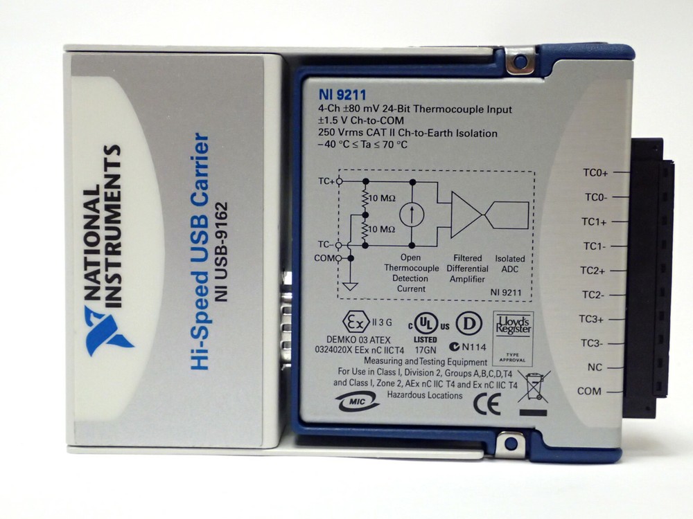 NATIONAL INSTRUMENTS USB-9162 CompactDAQ CHASSIS w NI 9211 TEMP INPUT MOD TESTED