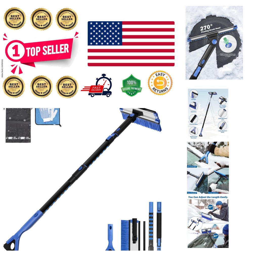 Multi-Functional 47.7″ Snow Brush & Ice Scraper – Perfect for Winter Safety