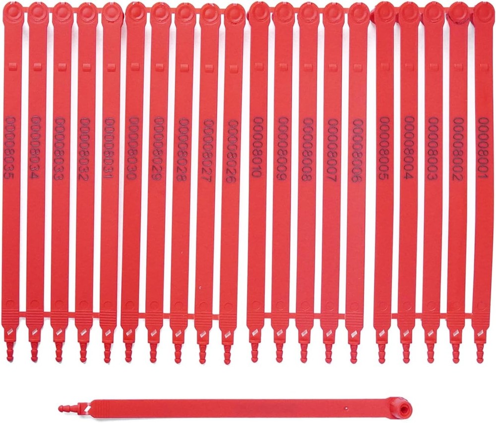 Heavy-Duty Red Numbered Plastic Trailer Security Seals (100-Pack)