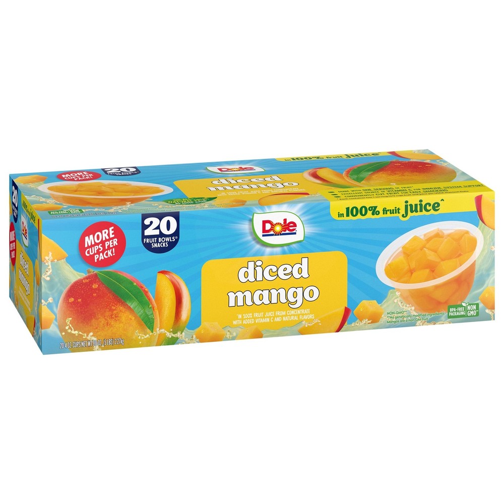 Dole Mango Fruit Cup Bowls, 4 oz, 20-count