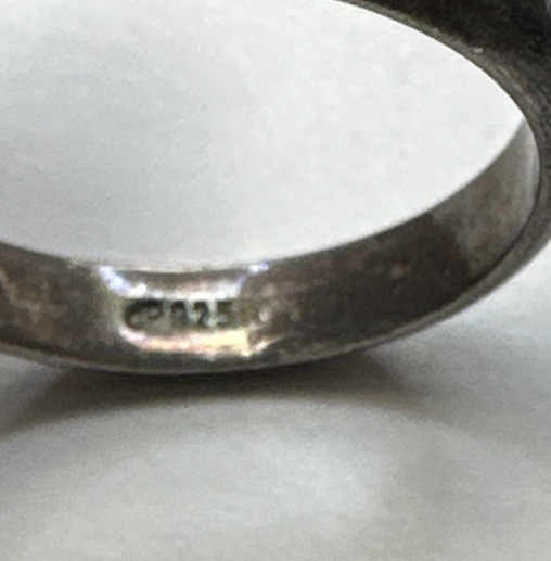Vintage 925 Sterling Silver Oval Light-Blue Stone Ring