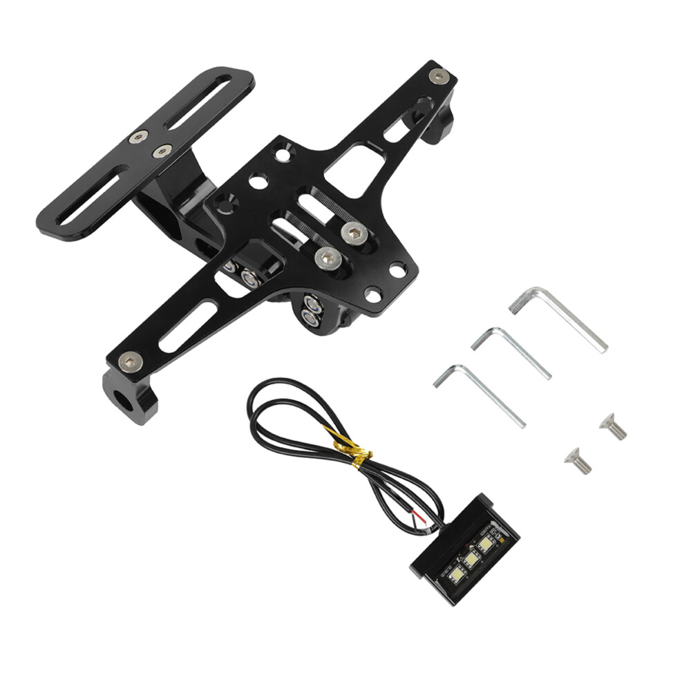 Universal Motorcycle License Plate Tail Tidy Frame Bracket Holder with LED Light