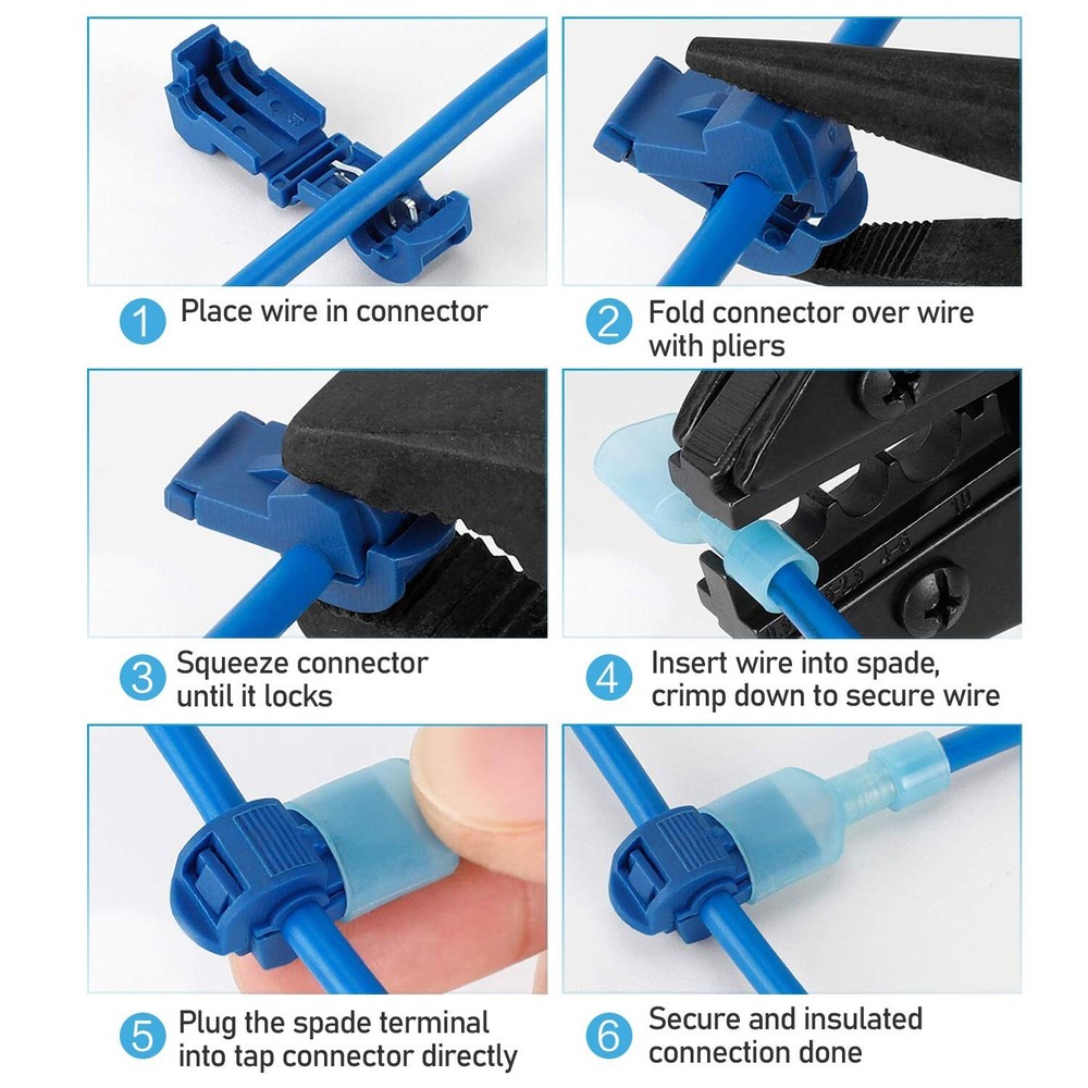 T-Tap Wire Connectors, Self-Stripping Quick Splice Electrical Wire Terminals