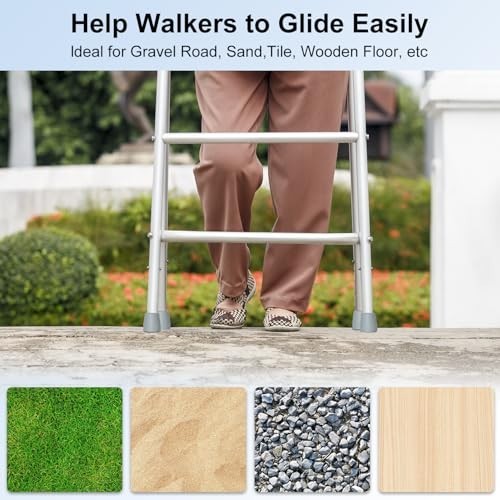 Heavy Duty Rubber Walker Tips - 8 Pcs 1" Replacement Feet for Walkers, Commodes